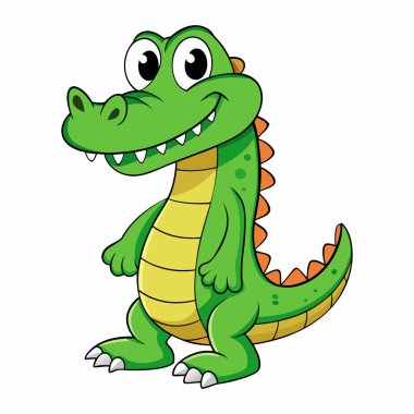 Çizgi film timsahı beyaz arkaplanda izole edildi