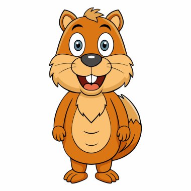 Tatlı çizgi film Kunduzu beyaz arka planda izole edilmiş.