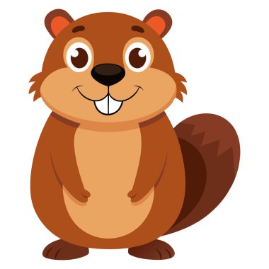 Beyaz arkaplanda çizgi film kunduzu