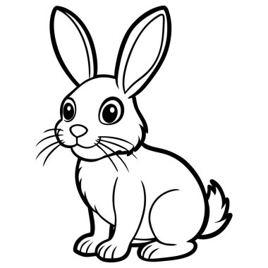 Beyaz arkaplanda sevimli Tavşan çizgi filminin boyama sayfası