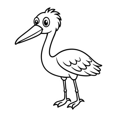 Sevimli leylek çizgi filminin renkli sayfası