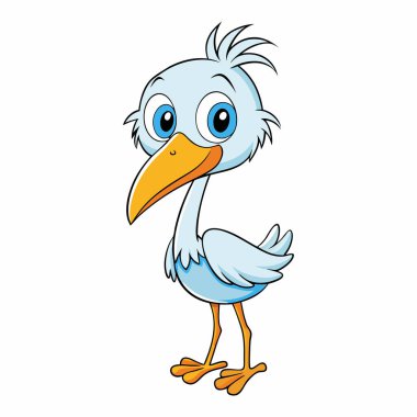 Beyaz arkaplanda şirin leylek karikatürü