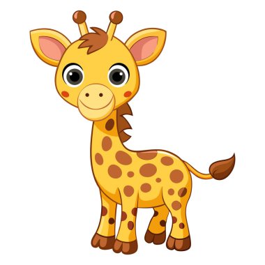 Beyaz arka planda komik şirin zürafa zirvesi