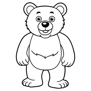 Beyaz renkli sayfadaki çizgi film ayısı