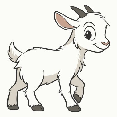 Beyaz arka planda şirin bir çizgi film keçisi.