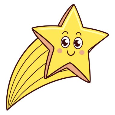 Çizgi film yıldızı düz tasarımı beyaz arkaplanda izole edildi