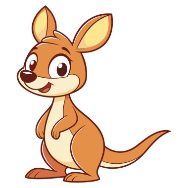 Beyaz arka planda şirin çizgi film kangurusu