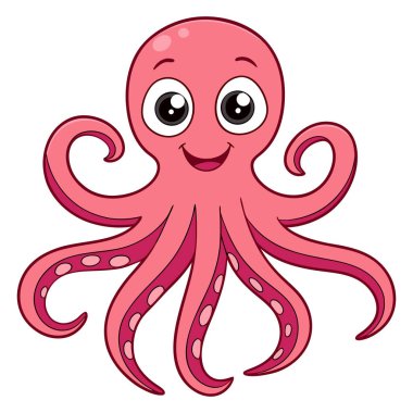 Beyaz arka planda sevimli ahtapot çizgi filmi