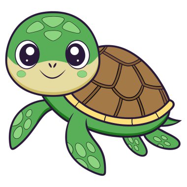 Beyaz arka planda sevimli çizgi film kaplumbağası.