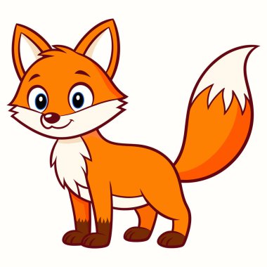 Beyaz arka planda şirin tilki çizgi filmi