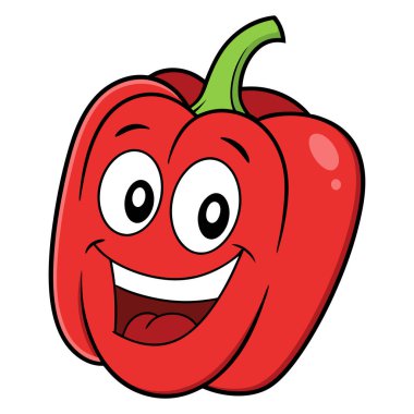 Beyaz arkaplanda kırmızı biber çizgi filmi