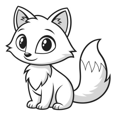 Beyaz arka planda şirin kutup tilkisi