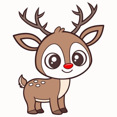 Beyaz arka planda sevimli ren geyiği