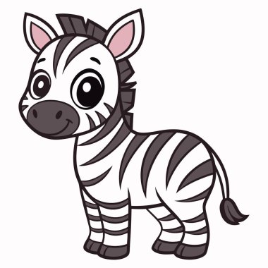 sevimli çizgi zebra beyaz zemin üzerine izole