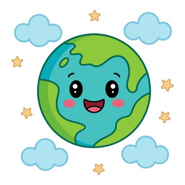 Beyaz arka planda izole edilmiş mutlu sevimli gezegen