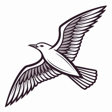 Kanatları açık uçan martı kuşu.