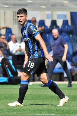 Atalanta 'nın Ruslan Malinovskyi oyuncusu, Atalanta - Cremonese final maçı sırasında, Atalanta 1, Cremonese 1, Gewiss Stadyumu' nda oynandı..