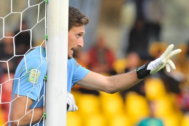 Benevento 'dan Andrea Paleari, İtalya SerieB Ligi' nin Benevento - Ascoli final maçı sırasında, Benevento 1, Ascoli 1, Ciro Vigorito Stadyumu 'nda oynandı..