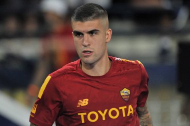 Roma 'nın Gianluca Mancini oyuncusu, İtalya SerieA şampiyonası sırasında Empoli - Roma final maçı, Empoli 1, Roma 2, Carlo Castellani Stadyumu' nda oynandı.. 