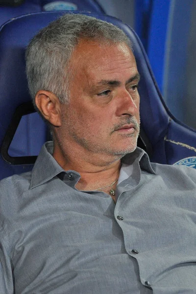 Jos Mourinho Trener Roma Podczas Meczu Seriewłoskie Mistrzostwo Empoli Roma — Zdjęcie stockowe