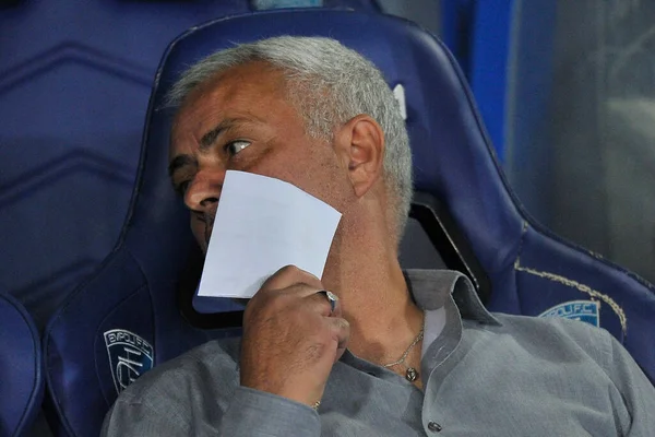 Jos Mourinho Trener Roma Podczas Meczu Seriewłoskie Mistrzostwo Empoli Roma — Zdjęcie stockowe