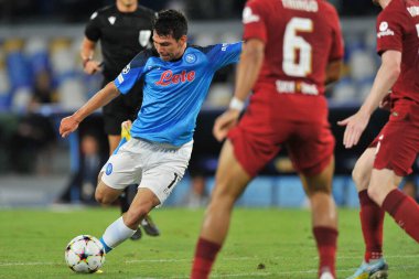 Napoli 'li Hirving Lozano oyuncusu, Napoli - Liverpool final maçı sırasında, Napoli 4, Liverpool 1, Diego Armando Maradona Stadyumu' nda oynandı..