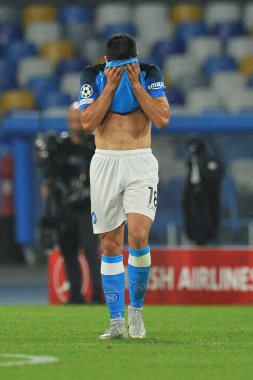 Napoli 'nin Giovanni Simeone oyuncusu, Napoli - Rangers final maçı sırasında, Napoli 3, Rangers 0, Diego Armando Maradona Stadyumu' nda oynandı..