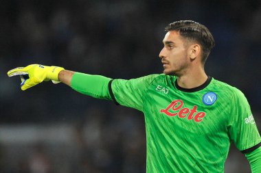 Napoli 'nin Alex Meret oyuncusu, Napoli - Rangers maçının final maçı sırasında, Napoli 3, Rangers 0, Diego Armando Maradona Stadyumu' nda oynandı..