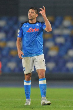 Napoli 'nin Giovanni Simeone oyuncusu, Napoli - Rangers final maçı sırasında, Napoli 3, Rangers 0, Diego Armando Maradona Stadyumu' nda oynandı..