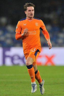 Rangers 'dan Scott Wright, Napoli - Rangers final maçı sırasında, Napoli 3, Rangers 0, Diego Armando Maradona Stadyumu' nda oynandı..