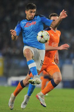 Napoli 'nin Giovanni Simeone oyuncusu, Napoli - Rangers final maçı sırasında, Napoli 3, Rangers 0, Diego Armando Maradona Stadyumu' nda oynandı..