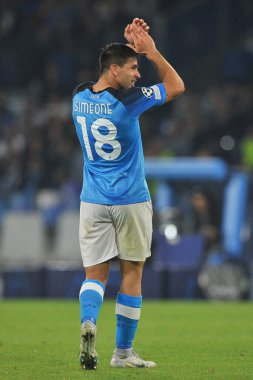 Napoli 'nin Giovanni Simeone oyuncusu, Napoli - Rangers final maçı sırasında, Napoli 3, Rangers 0, Diego Armando Maradona Stadyumu' nda oynandı..