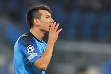 Napoli 'li Hirving Lozano oyuncusu, Napoli - Rangers final maçı sırasında, Napoli 3, Rangers 0, Diego Armando Maradona Stadyumu' nda oynandı..