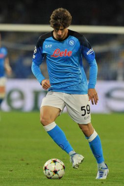 Napoli 'nin Alessandro Zanoli oyuncusu, Napoli - Rangers final maçı sırasında, Napoli 3, Rangers 0, Diego Armando Maradona Stadyumu' nda oynandı..