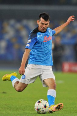 Napoli 'li Hirving Lozano oyuncusu, Napoli - Rangers final maçı sırasında, Napoli 3, Rangers 0, Diego Armando Maradona Stadyumu' nda oynandı..