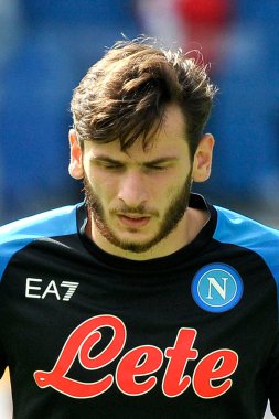 Napoli 'nin Khvicha Kvaratskhelia oyuncusu, Napoli ile Torino arasındaki İtalya Serie A ligi maçında, Napoli 3, Torino 1, Diego Armando Maradona Stadyumu' nda oynandı..