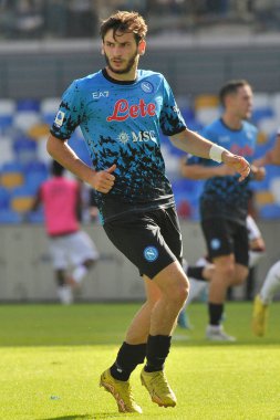 Napoli 'nin Khvicha Kvaratskhelia oyuncusu, Napoli ile Torino arasındaki İtalya Serie A ligi maçında, Napoli 3, Torino 1, Diego Armando Maradona Stadyumu' nda oynandı..