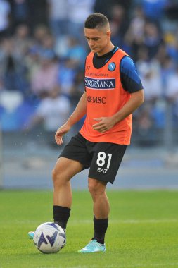 Napoli 'nin Giacomo Raspadori oyuncusu, Napoli' nin Bologna 'ya karşı oynadığı maçın son maçı, Napoli 3, Bologna 2, Diego Armando Maradona Stadyumu' nda oynandı..