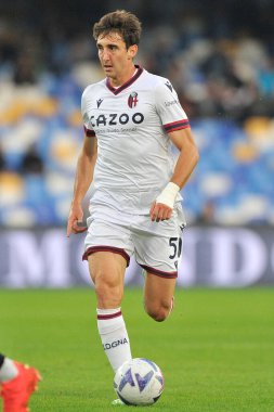 Bologna 'dan Andrea Cambiaso, İtalya serisi şampiyonasında Napoli - Bologna final maçında, Napoli 3, Bologna 2, Diego Armando Maradona Stadyumu' nda oynandı..