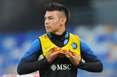 Napoli 'nin Hirving Lozano oyuncusu, Napoli - Bologna maçında Napoli 3, Bologna 2, Diego Armando Maradona Stadyumu' nda oynandı..