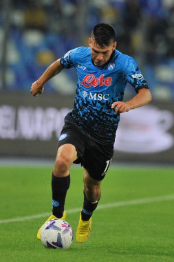 Napoli 'nin Hirving Lozano oyuncusu, Napoli - Bologna maçında Napoli 3, Bologna 2, Diego Armando Maradona Stadyumu' nda oynandı..
