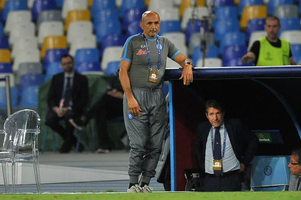 Luciano Spalletti Trener Napoli Podczas Meczu Ligi Mistrzów Uefa Między — Zdjęcie stockowe