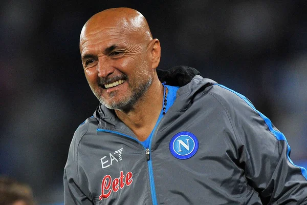 Luciano Spalletti Entrenador Napoli Durante Partido Liga Campeones Entre Napoli — Foto de Stock