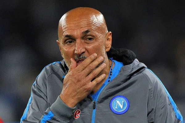Luciano Spalletti Trener Napoli Podczas Meczu Ligi Mistrzów Między Napoli — Zdjęcie stockowe