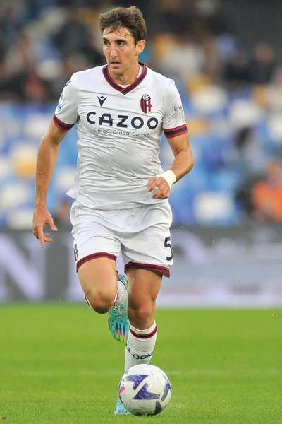 stock image Andrea Cambiaso player of Bologna, during the match serieA italian championship Napoli vs Bologna final result, Napoli 3, Bologna 2,match played at the Diego Armando Maradona Stadium.