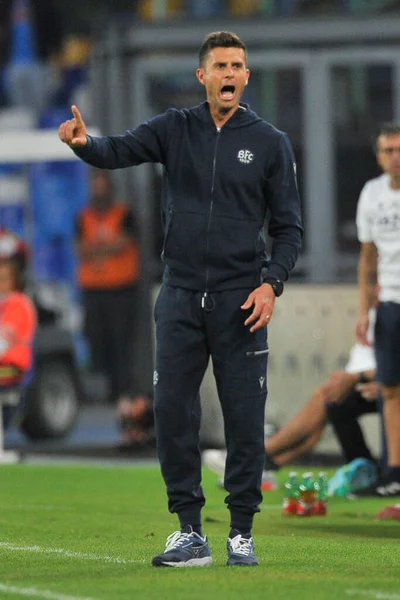 Thiago Motta Entrenador Bolonia Durante Serie Partidos Campeonato Italiano Napoli —  Fotos de Stock