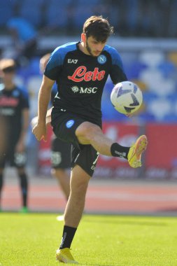 Napoli 'nin Khvicha Kvaratskhelia oyuncusu, Napoli ile Sassuolo arasındaki İtalyan Serie A ligi maçında, Napoli 4, Sassuolo 0, Diego Armando Maradona Stadyumu' nda oynandı..