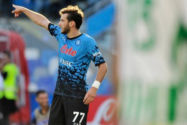 Napoli 'nin Khvicha Kvaratskhelia oyuncusu, Napoli ile Sassuolo arasındaki İtalyan Serie A ligi maçında, Napoli 4, Sassuolo 0, Diego Armando Maradona Stadyumu' nda oynandı..