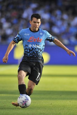 Napoli 'li Hirving Lozano oyuncusu, Napoli ile Sassuolo arasındaki İtalyan Serie A ligi maçında, Napoli 4, Sassuolo 0, Diego Armando Maradona Stadyumu' nda oynandı..