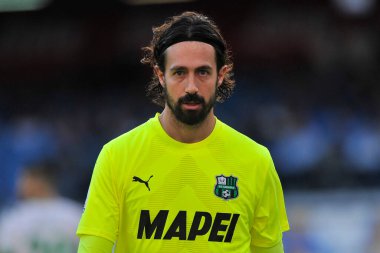 Sassuolo 'dan Andrea Consigli, İtalya Serie A Ligi maçında Napoli - Sassuolo final maçı, Napoli 4, Sassuolo 0, Diego Armando Maradona Stadyumu' nda oynandı..